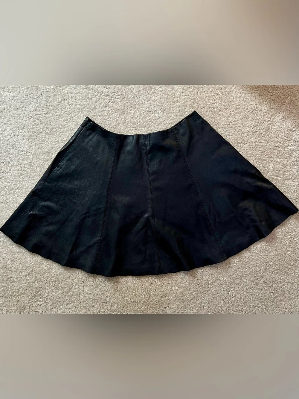 THEORY Motivated Merlock Paneled Lambskin Leather Flared Mini Skirt